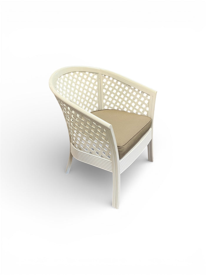 White Wicker Style Chair With Cushion