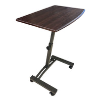 Adjustable Desk with Woodgrain Top and Rolling Base