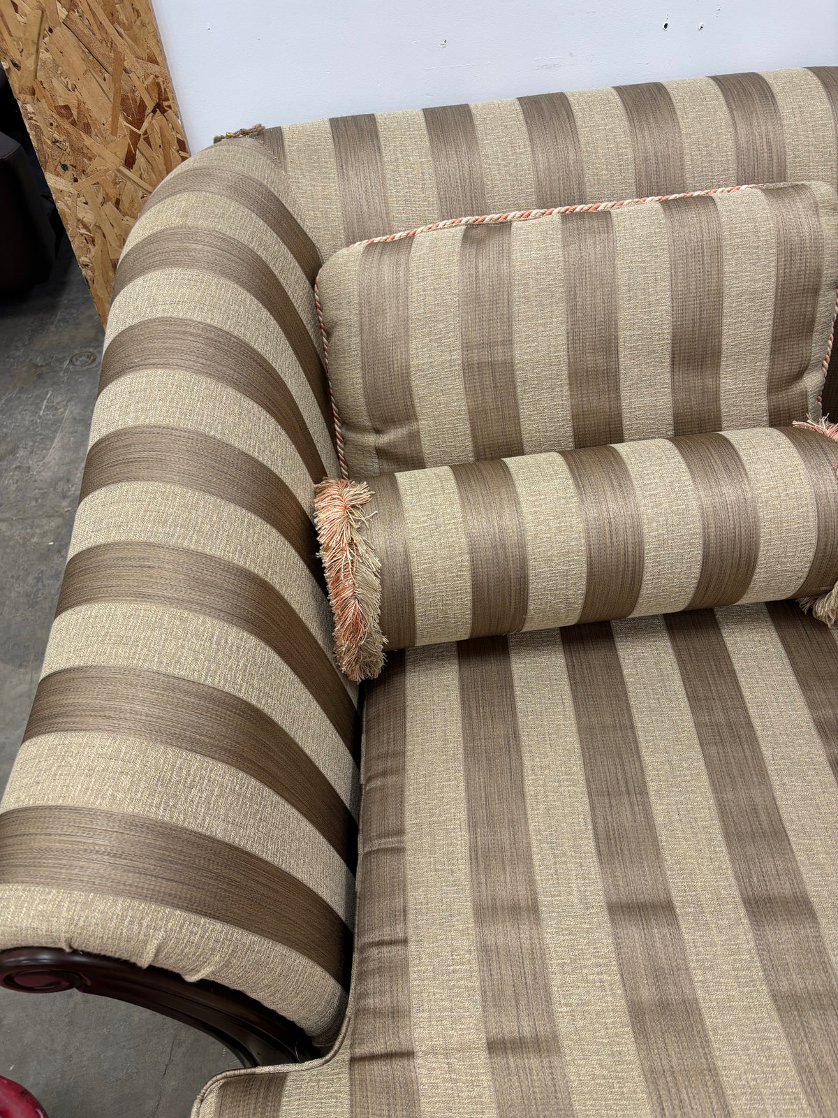 Beige Striped Chaise Lounge