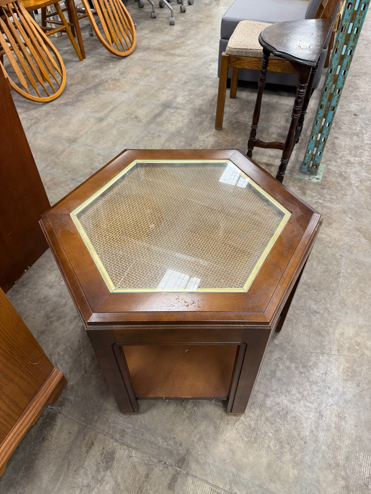 Mid-Century Hexagonal End Table