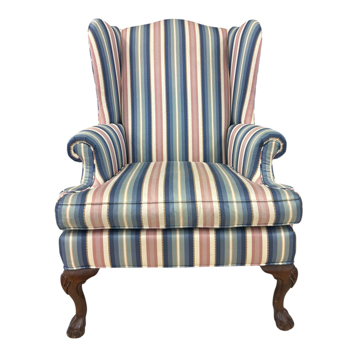 Pastel Striped Wing-back Armchair