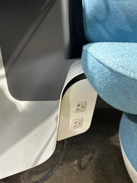 Blue Office Cubicles + foot stool
