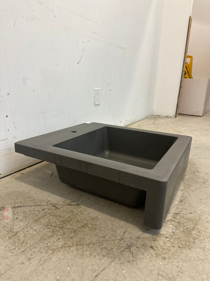 TALLSJÖN Apron front sink, dark gray/stone