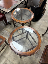 Vintage Side Table with Faux Bamboo and Dark Wood Frame
