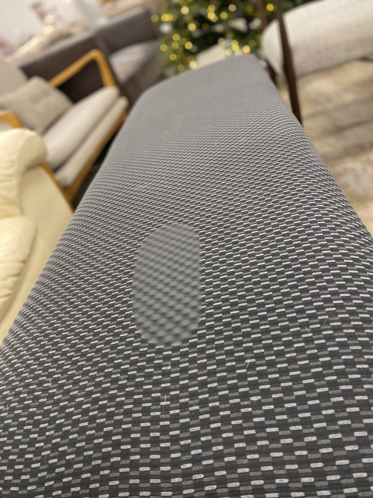 Blue Pattern Cushion Bench