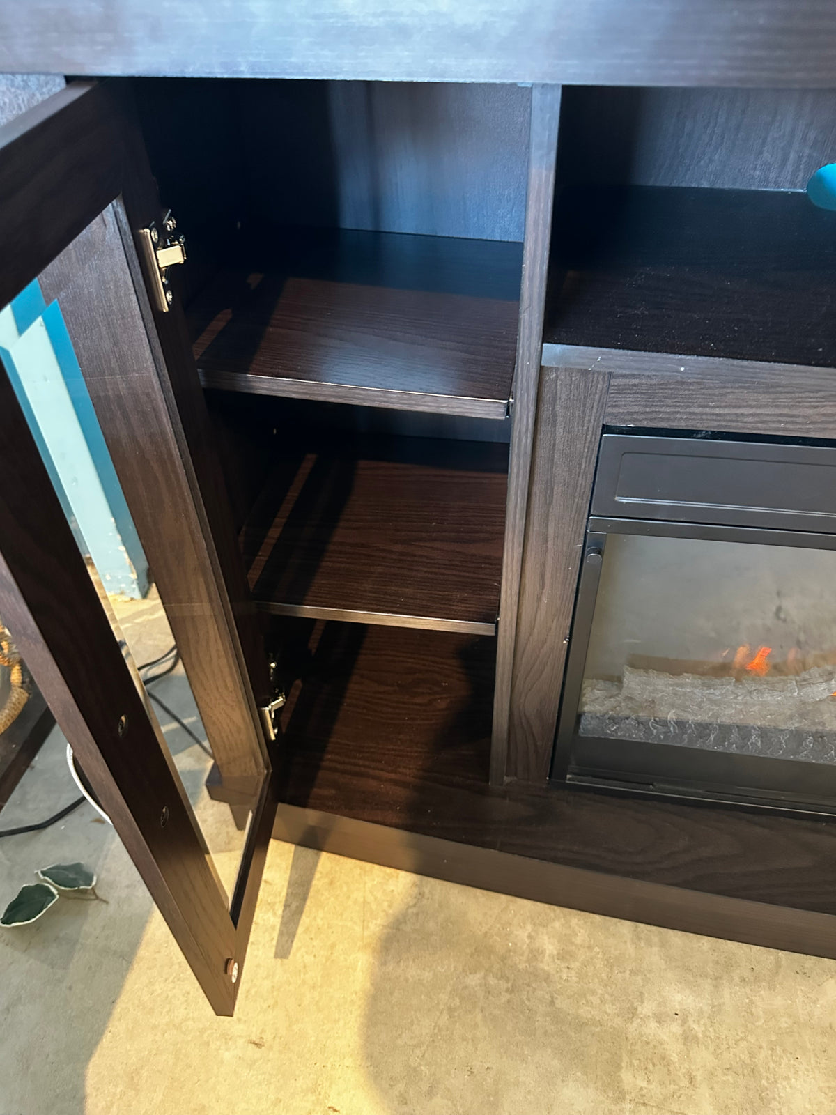 Hutchinson TV Stand for TVs up to 80″ Oak Espresso with Electric fireplace