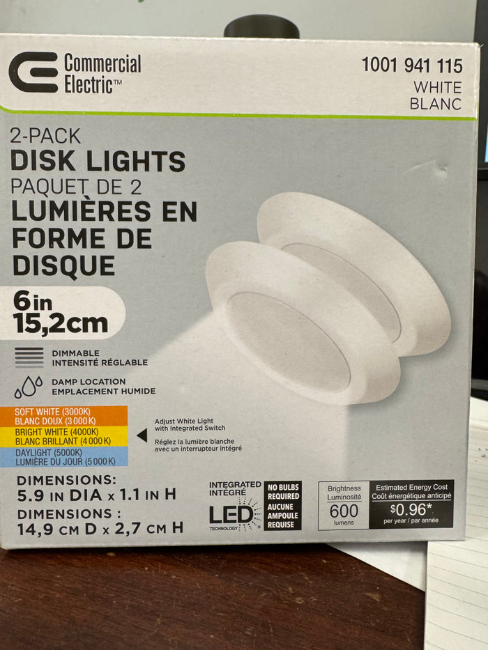 Commercial Electric 2-Pack Disk Lights