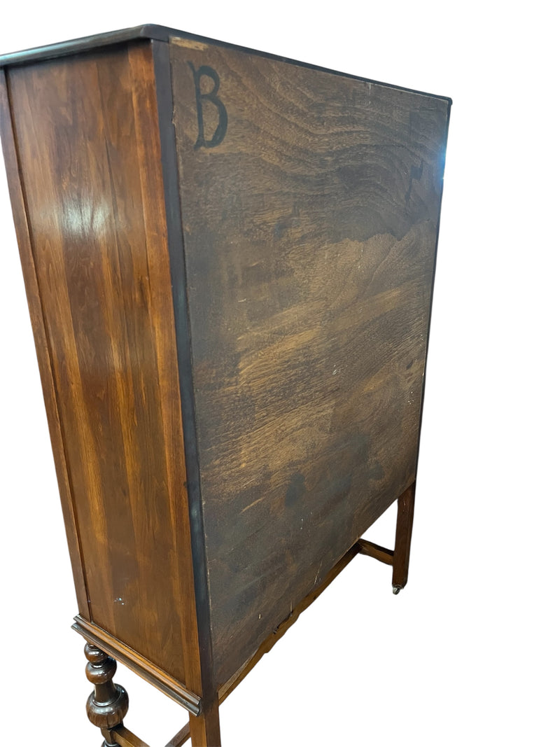 Mahogany China Display Cabinet with Glass Door & Carved Legs