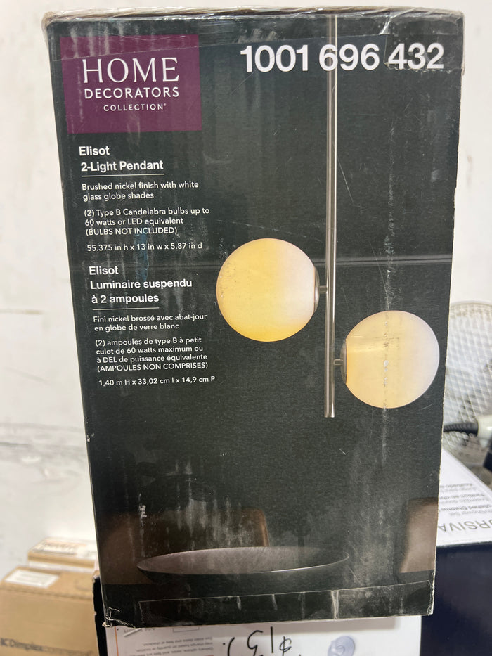Home Decorators Collection Elisot 2- Light Brushed Nickel Pendant