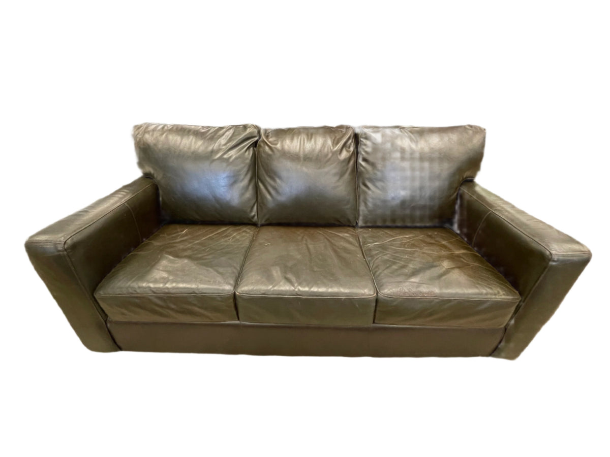 Dark-brown 3-seater leather sofa