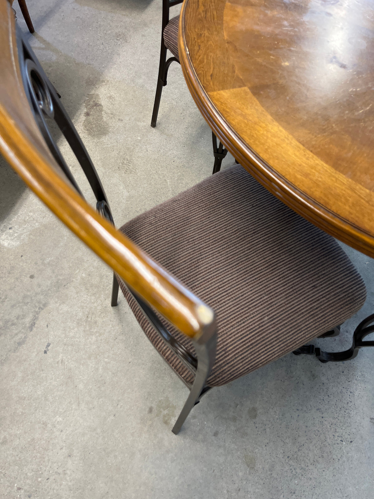 46"W Wood and Metal Dining Set