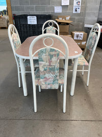 60"W White Dining Table & 4 Chairs