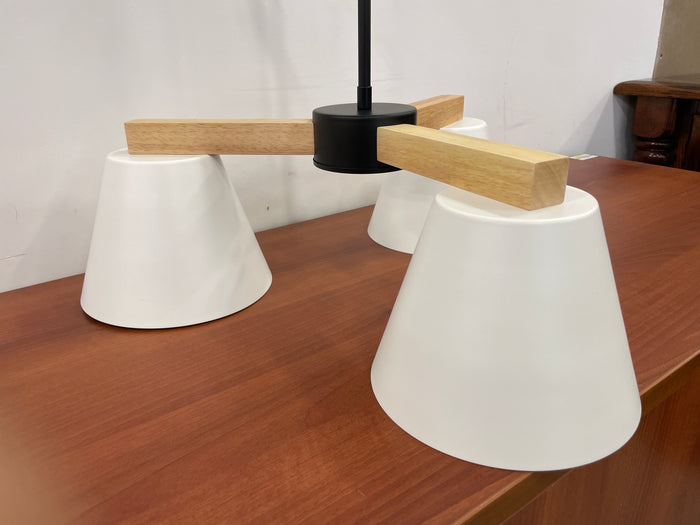 3-Lamp Modern Wood Chandelier