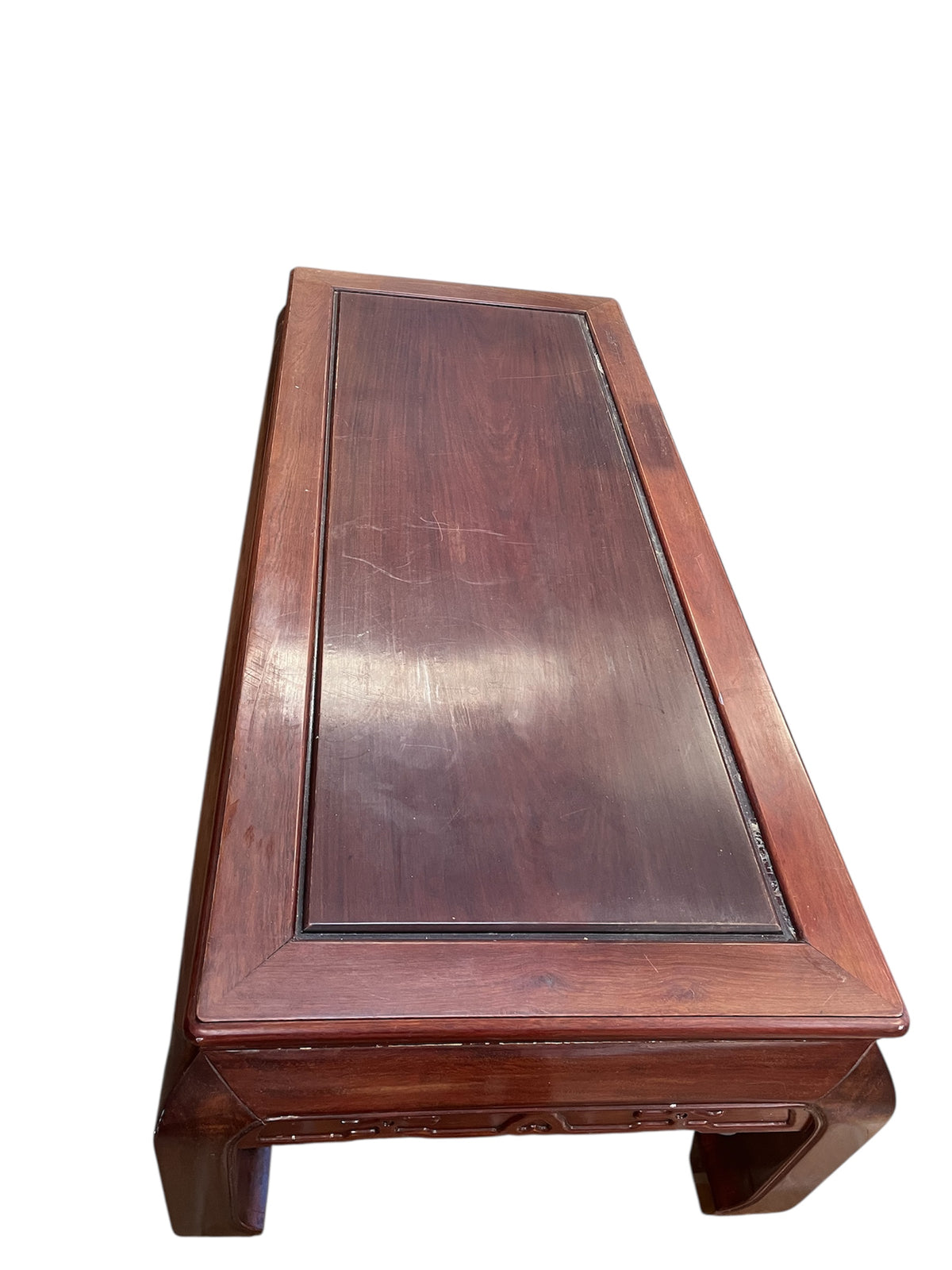 Red Tone Coffee Table with Carvings