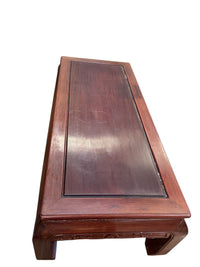 Red Tone Coffee Table with Carvings