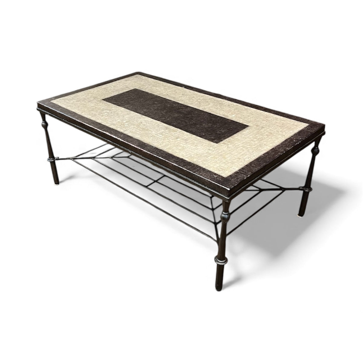 Two Tone Coffee Table with Iron Base