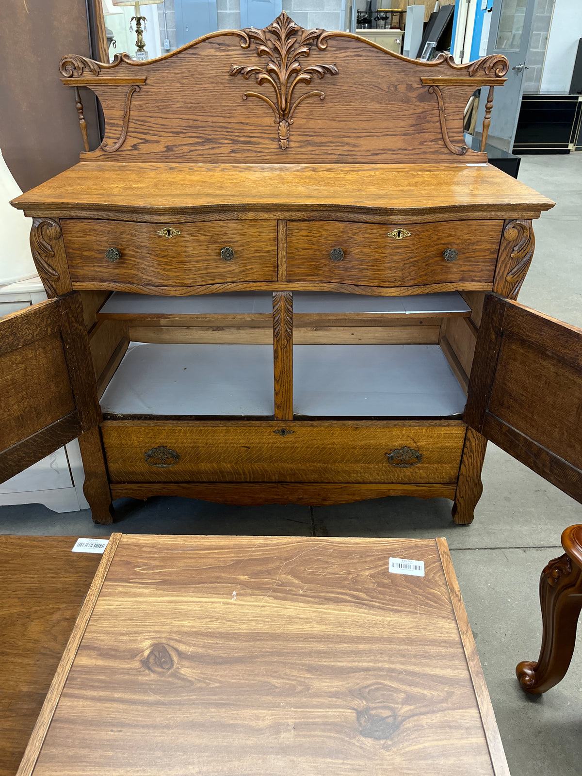 50"W Antique Solid Wood Sideboard