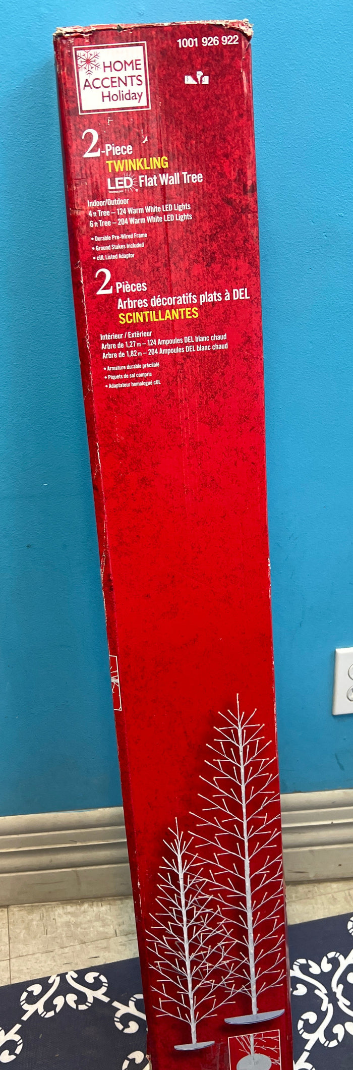 2 Piece Twinkling LED Warm White Twinkling Flat Wall Tree