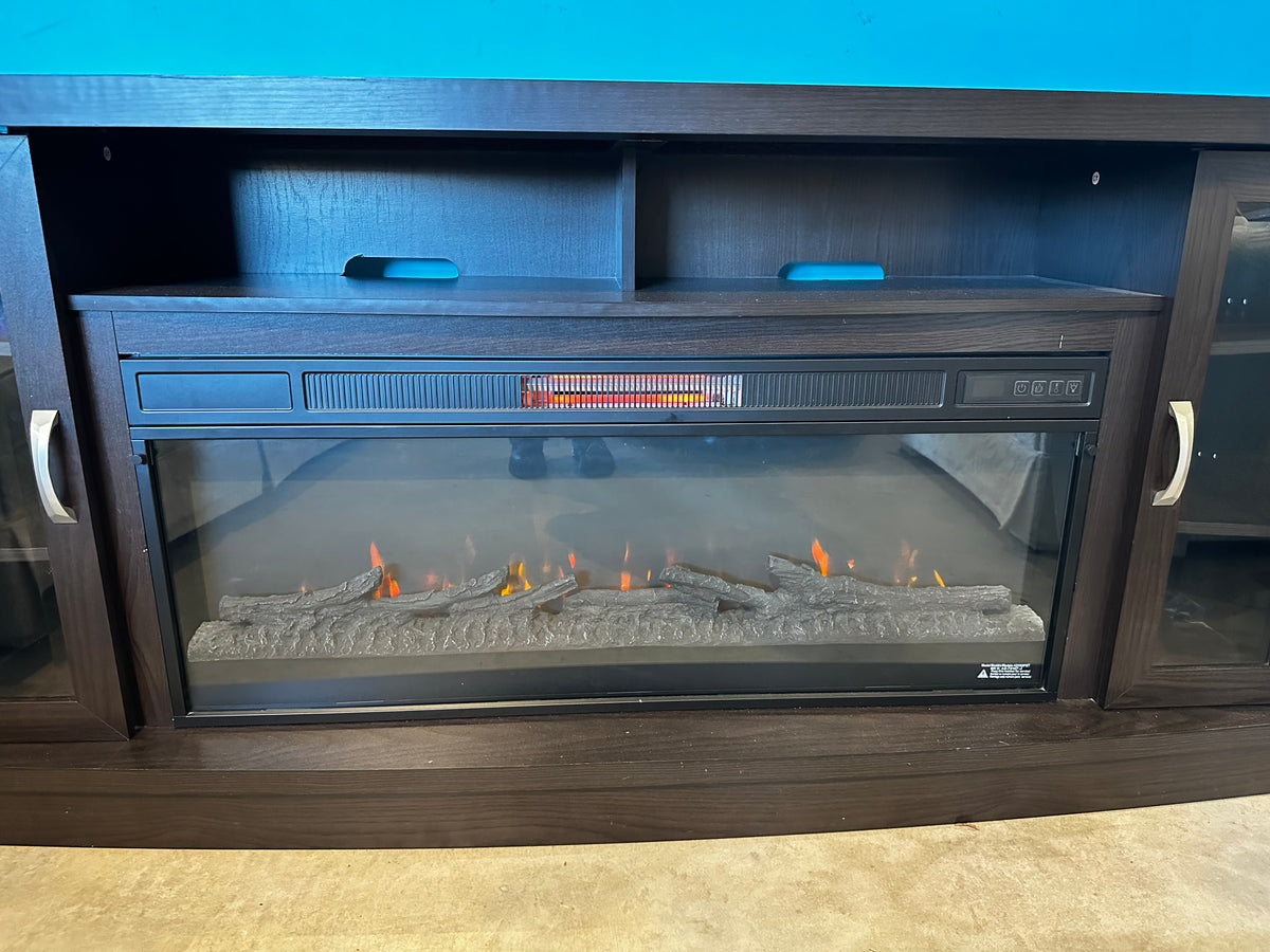 Hutchinson TV Stand for TVs up to 80″ Oak Espresso with Electric fireplace