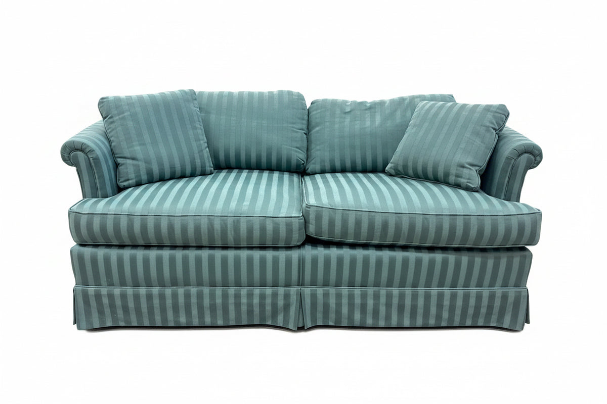 Vintage Green-Striped Loveseat