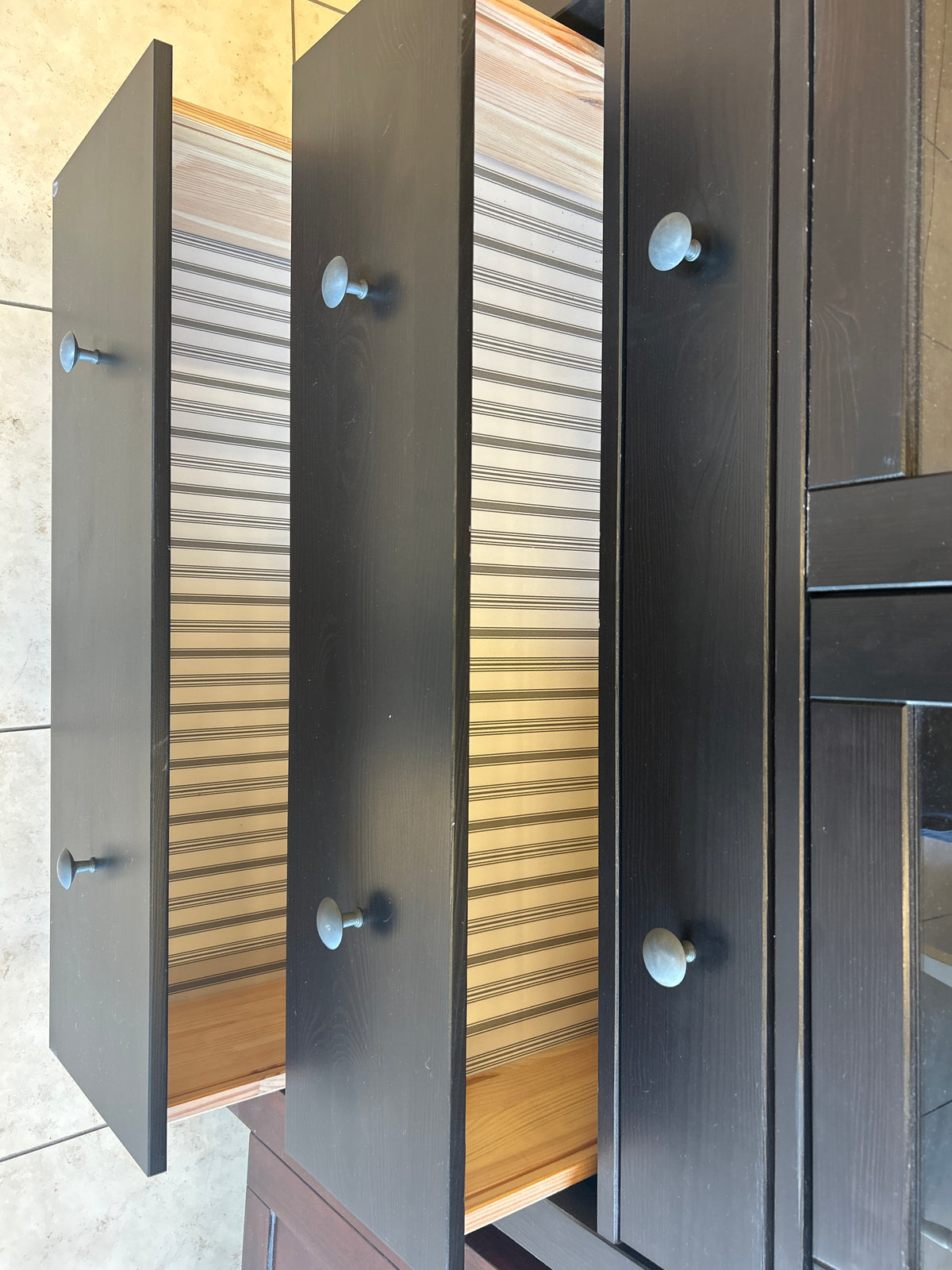 Mahogany long cabinet With Glass and Drawers