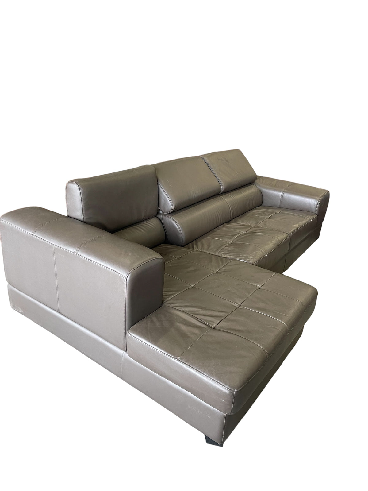 Grey Faux Leather L-Shape Sofa