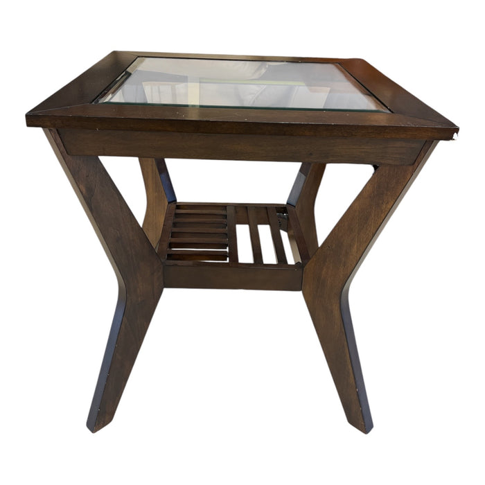 Contemporary Side Table with Glass Panes