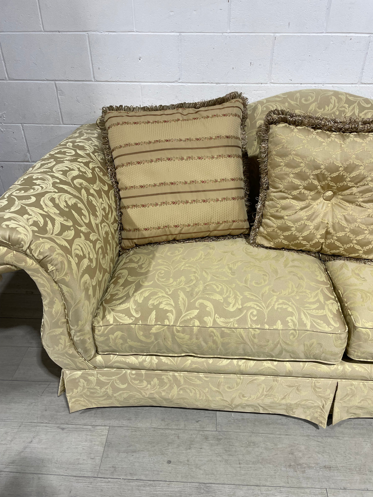 Mid Century Sofa with Gold Leaves