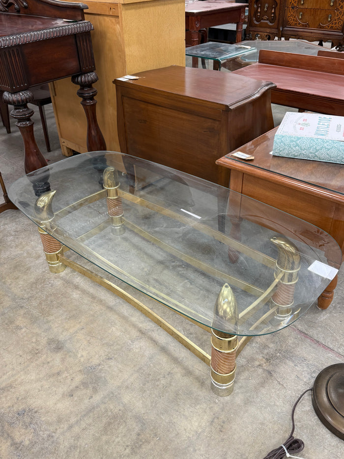 Brass Base Coffee Table With Glass Top