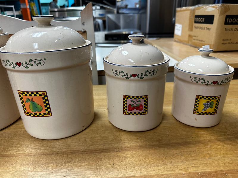 Four Ceramic Kitchen Canisters Designed By Susan Winget