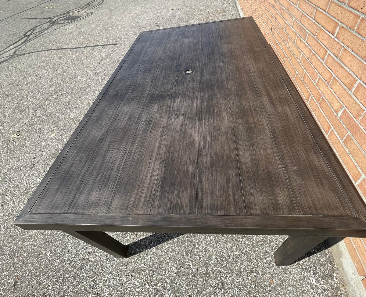 Metal Patio Table with 6 Light Gray Chairs