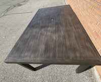 Metal Patio Table with 6 Light Gray Chairs