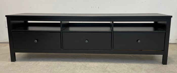 Solid Wood Entertainment Unit in Dark Brown Stain