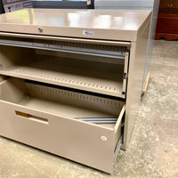 36-inch W Beige Filing Cabinet – 2-Drawer with Recessed Top Lid