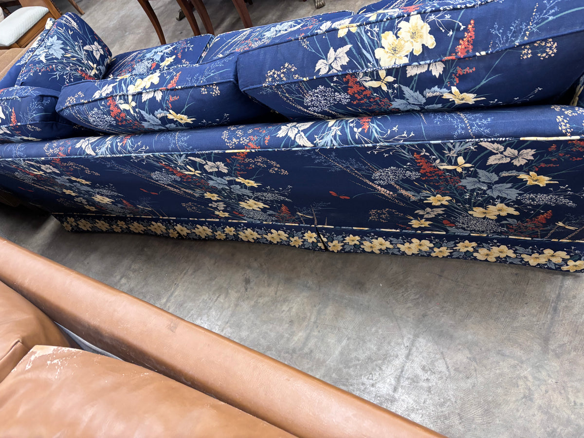 Blue Floral 3-Seater Sofa