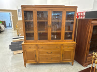 60” Wide Large, Two-Piece Wooden China Cabinet and Buffet Hutch