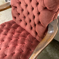 27-Inch W Vintage Velvet Accent Chair – Tufted Upholstery, Wooden Frame