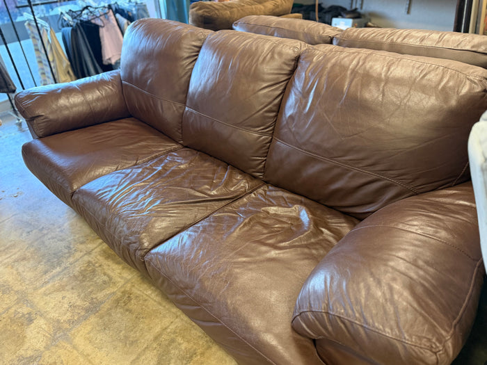 Chocolate Leather 3-Seater Sofa