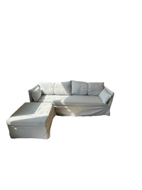Grey Upholstered Sofa With Ottoman