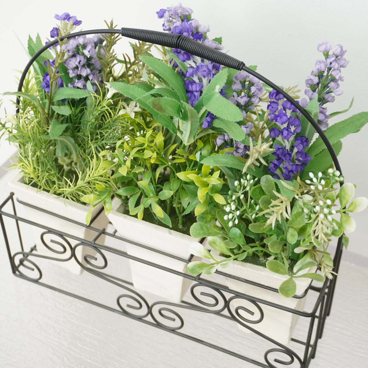 10.5-inch W Artificial Lavender Basket