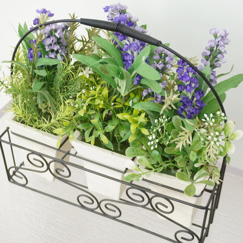 10.5-inch W Artificial Lavender Basket