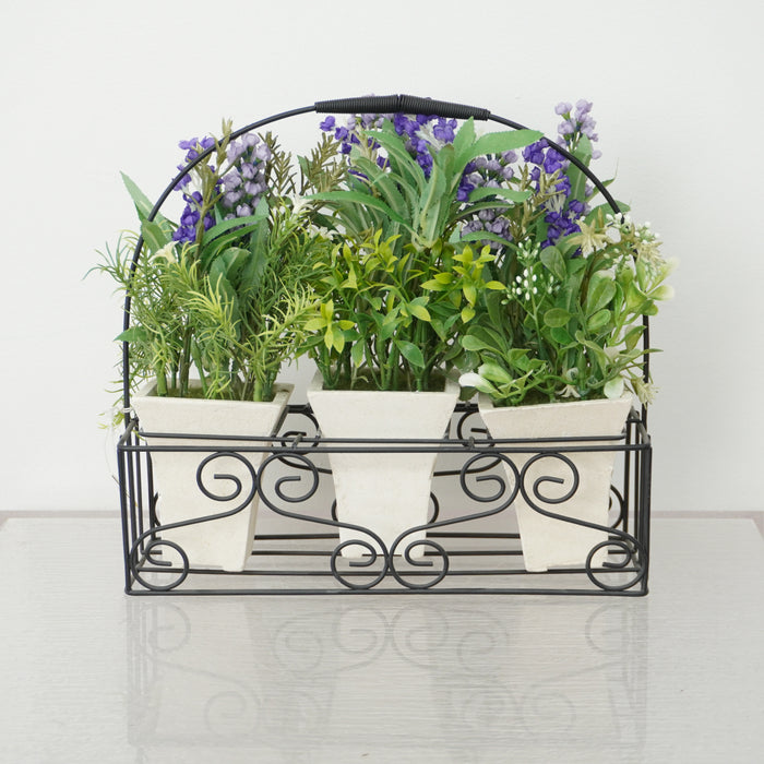10.5-inch W Artificial Lavender Basket