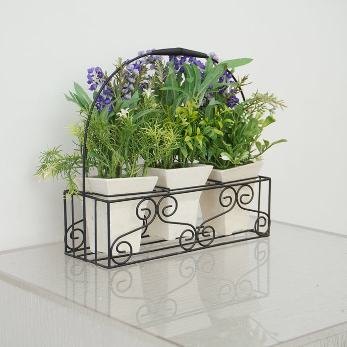 10.5-inch W Artificial Lavender Basket