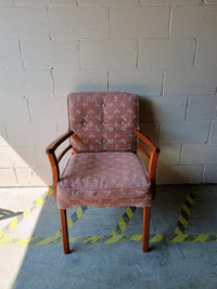 Pink Wooden Armchair with Floral Upholstery