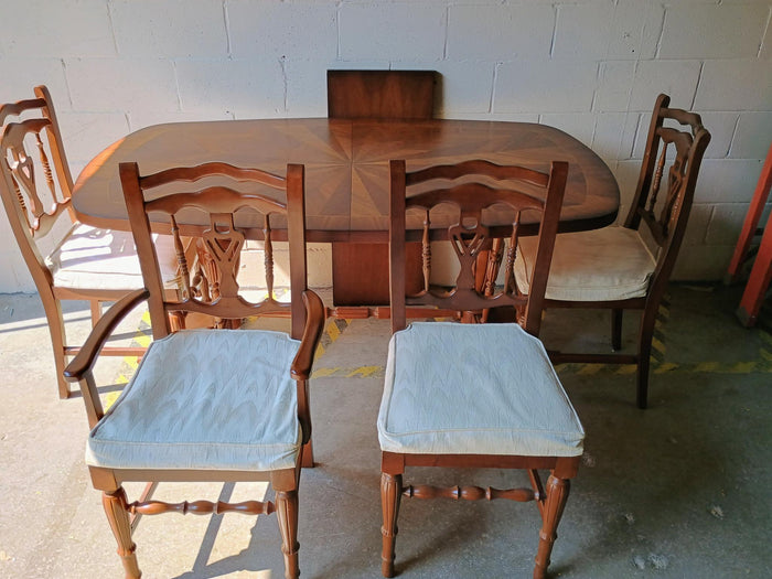 Inlaid Dining Set with Six Chairs
