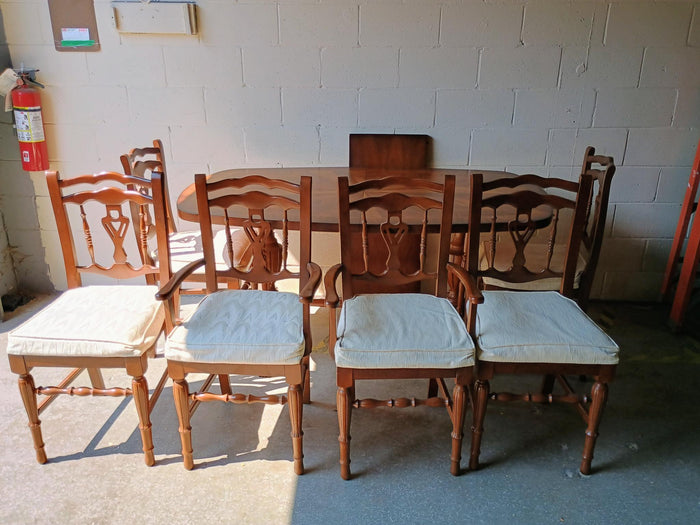 Inlaid Dining Set with Six Chairs