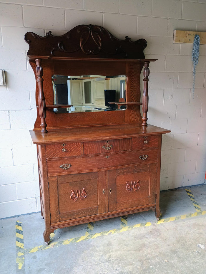 Vintage Wooden Buffet with Mirror Attachment