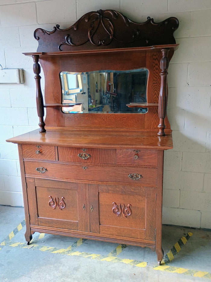 Vintage Wooden Buffet with Mirror Attachment