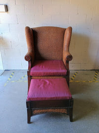 Rattan Chair with Matching Ottoman