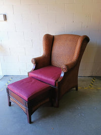 Rattan Chair with Matching Ottoman